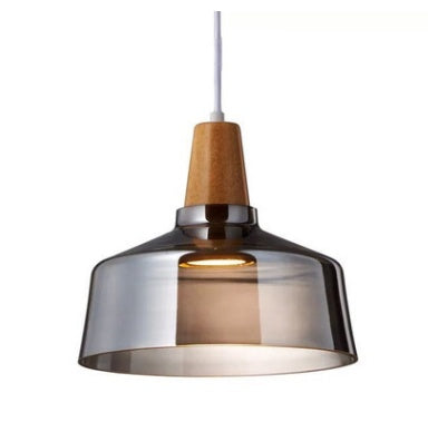 Modern Glass Pendant Light With Wood Accent