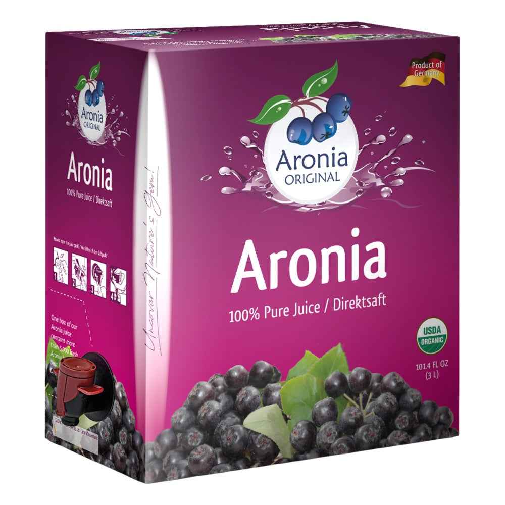 Organic Aronia Berry Juice 101.4 fl oz (3 Litre) Box | Not from Concentrate
