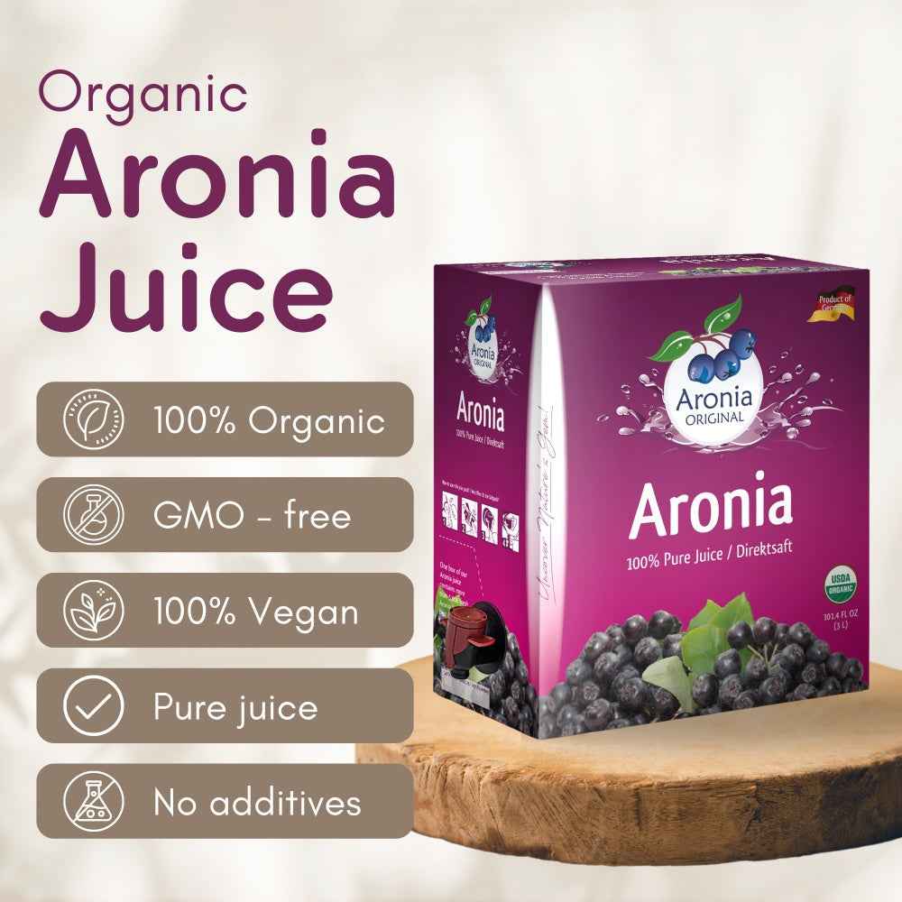 Organic Aronia Berry Juice 101.4 fl oz (3 Litre) Box | Not from Concentrate