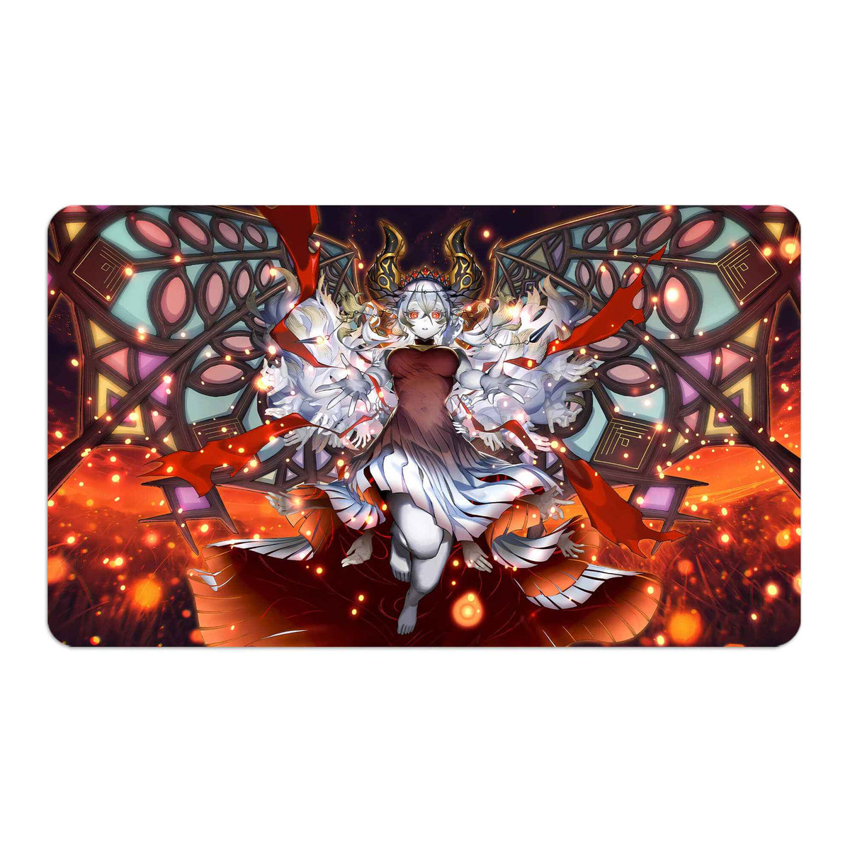 Blazing Cartesia, the Virtuous TCG Playmat – 24 x 14 in – Soft Cloth & Rubber