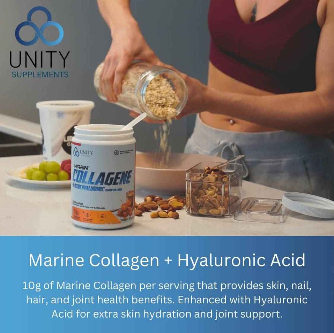 Unity Supplements Marine Collagen Powder with Hyaluronic Acid - Salted Caramel Flavored Coffee Sweetener