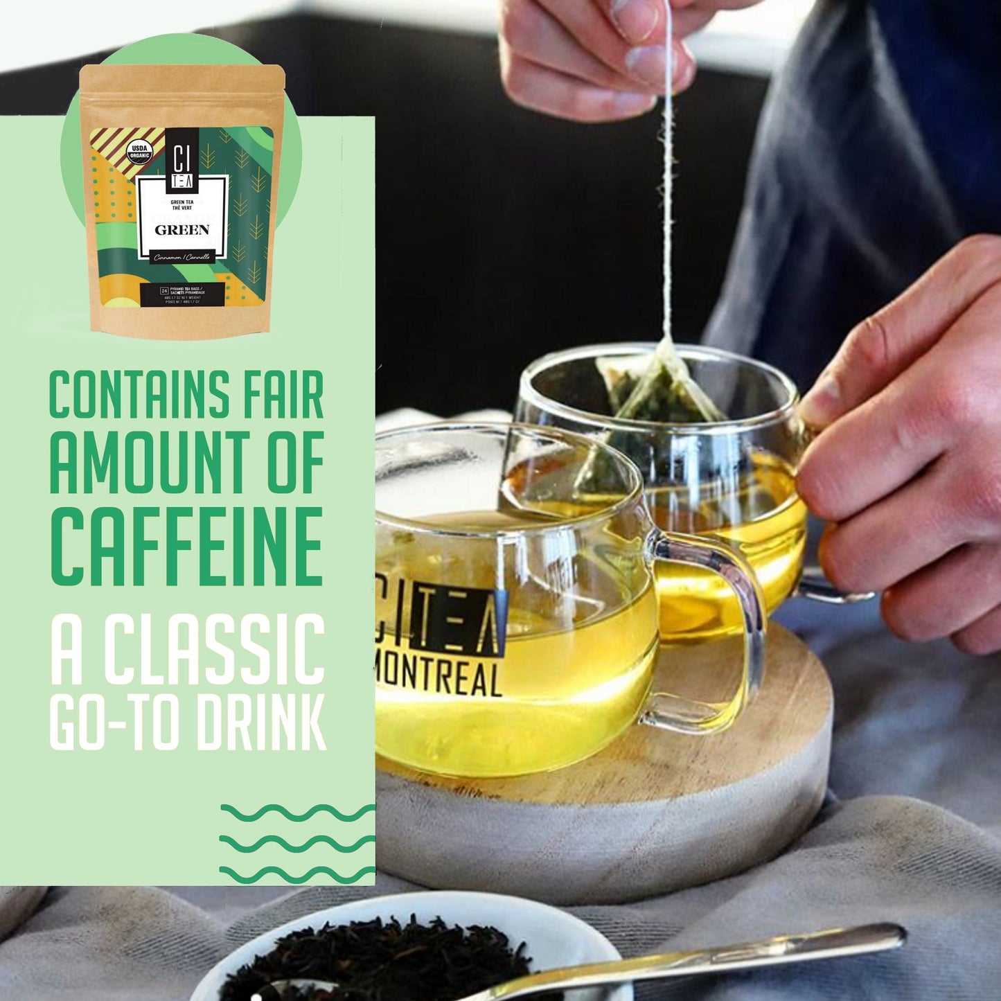 Organic Green tea with Cinnamon - 24 Pyramid Tea Bags