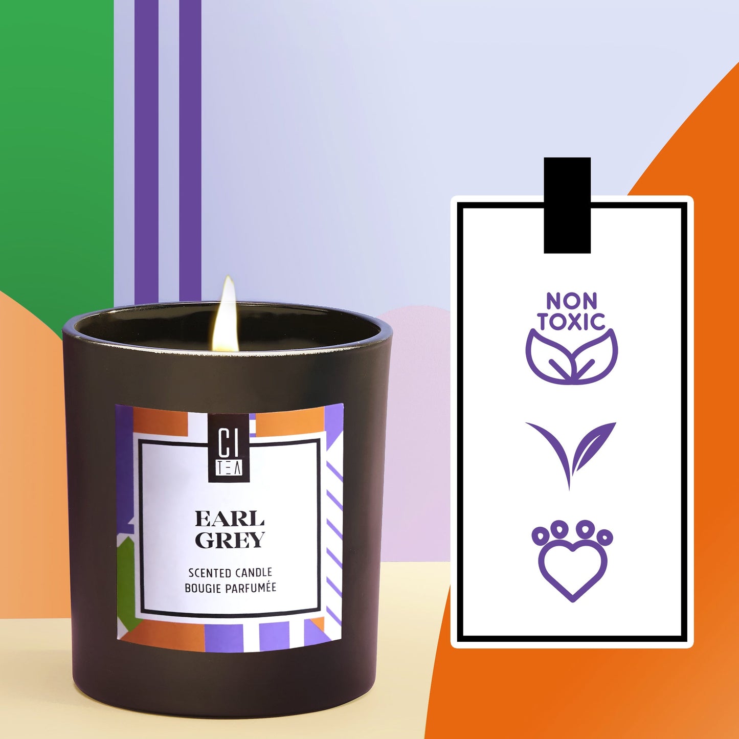 Earl Grey tea scent Soy Wax Candle - Bergamot & Rose - 8 oz
