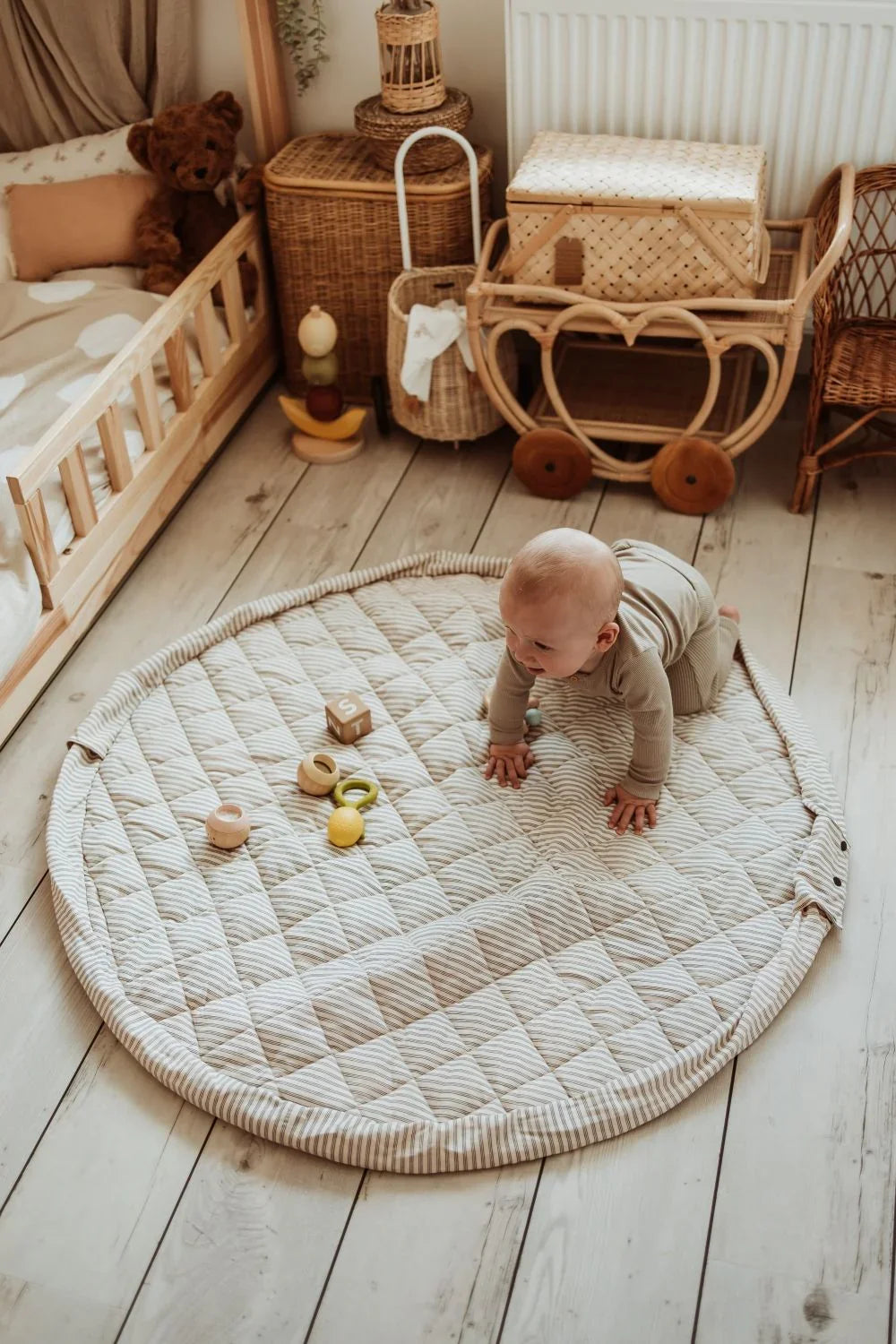 Organic Soft Babymat & Bag | Blue Stripes | play&go