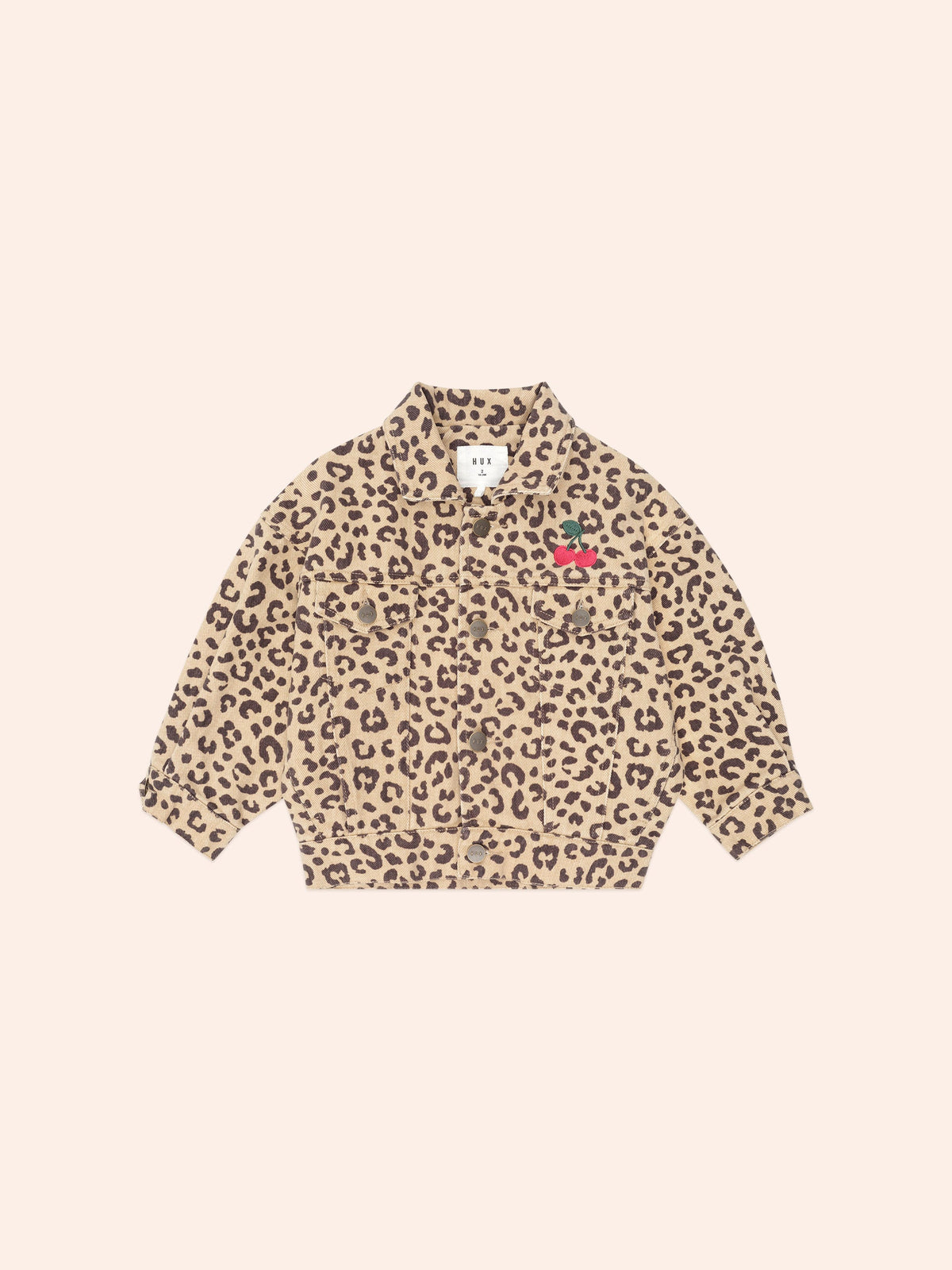 Very Cherry Leopard Print Denim Jacket | Animal | Huxbaby