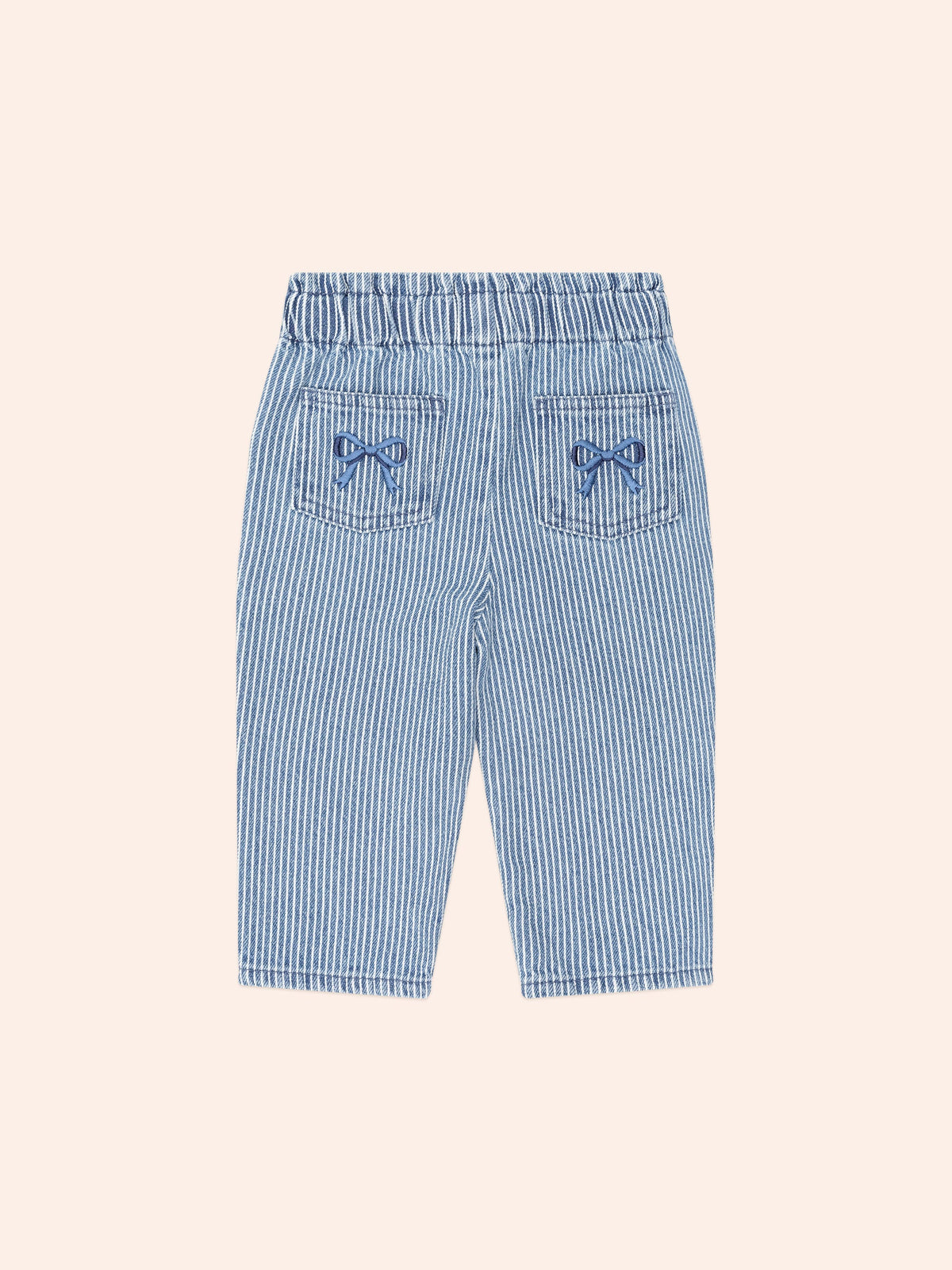 Vintage Bow Paperbag Denim Pants | Blue stripe | Huxbaby