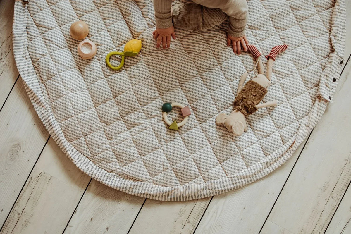 Organic Soft Babymat & Bag | Blue Stripes | play&go