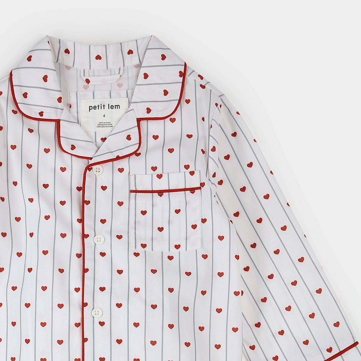 Heart Stripe on Poplin PJ Set | Petit Lem