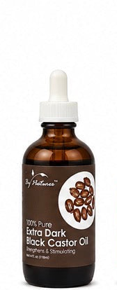 BY NATURE'S 100% PURE EXTRA DARK BLACK CASTOR OIL 4 OZ