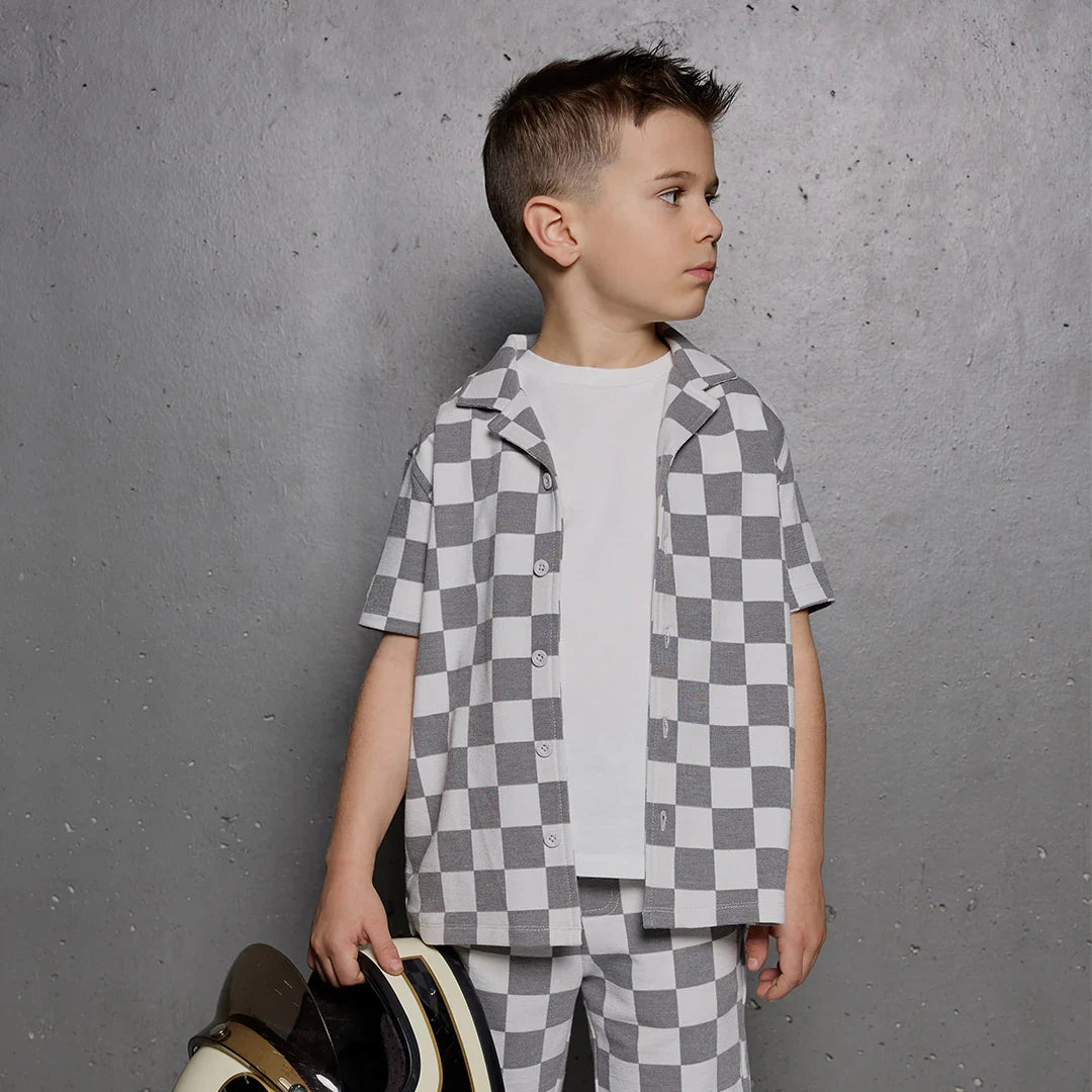 Knit Shorts | Light Grey Check | Miles the Label