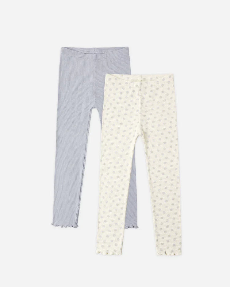 Ribbed Legging Set | Natural & Periwinkle | Rylee & Cru