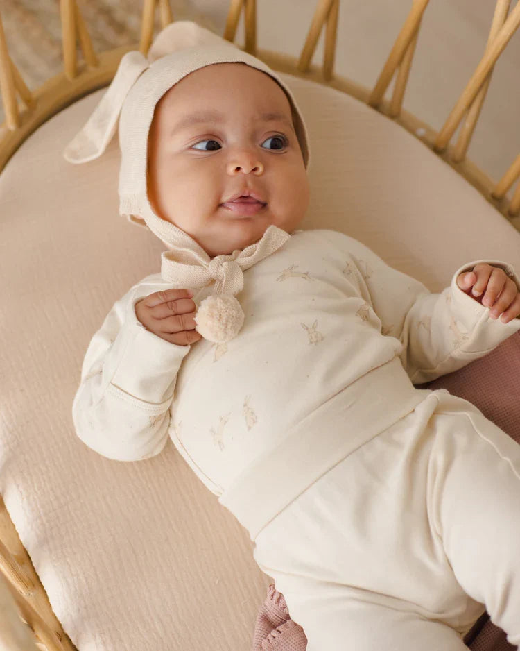 Bunny Knit Bonnet | Ecru | Quincy Mae
