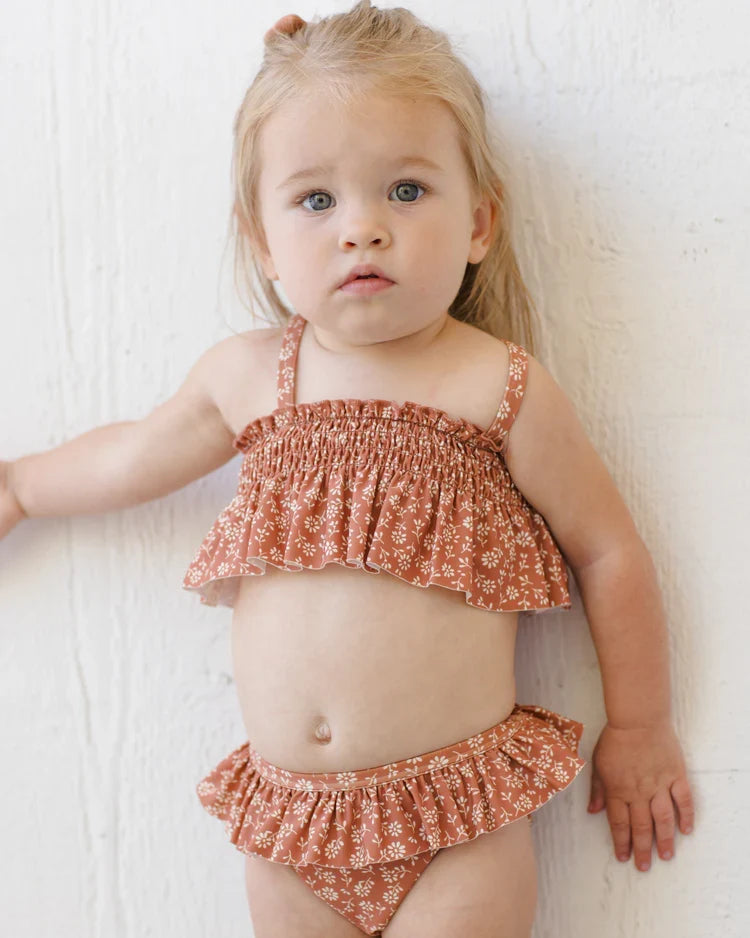 Smocked Ruffle Bikini | Poppy Floral | Quincy Mae