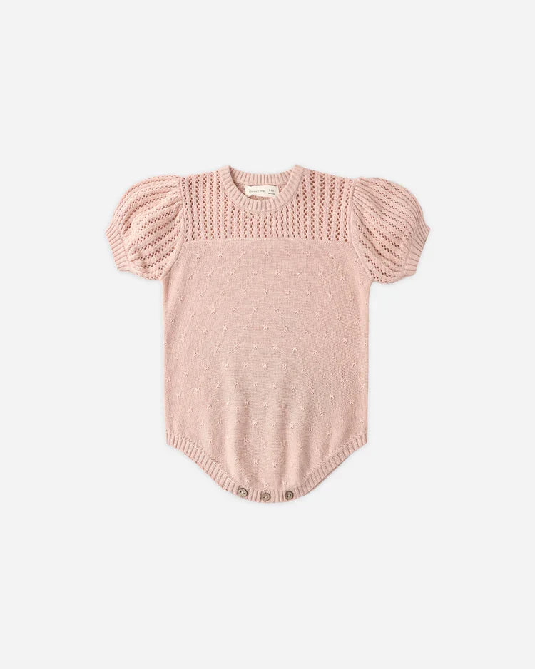 Pointelle Knit Romper | Melon | Quincy Mae