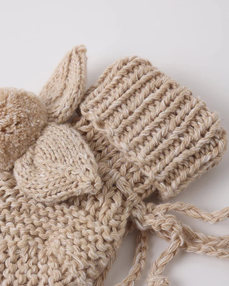 Bunny Knit Booties | Heathered Latte | Quincy Mae