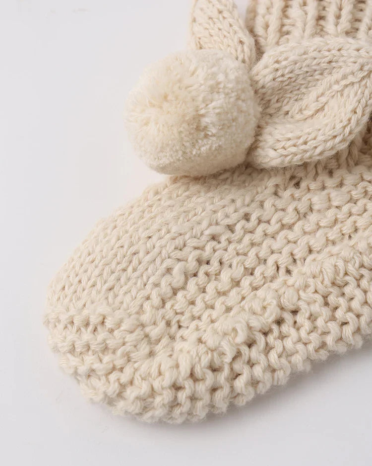 Bunny Knit Booties | Ecru | Quincy Mae