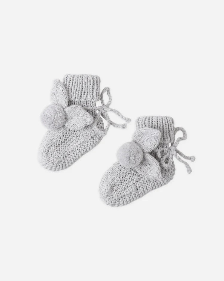 Bunny Knit Booties | Heathered Sky | Quincy Mae