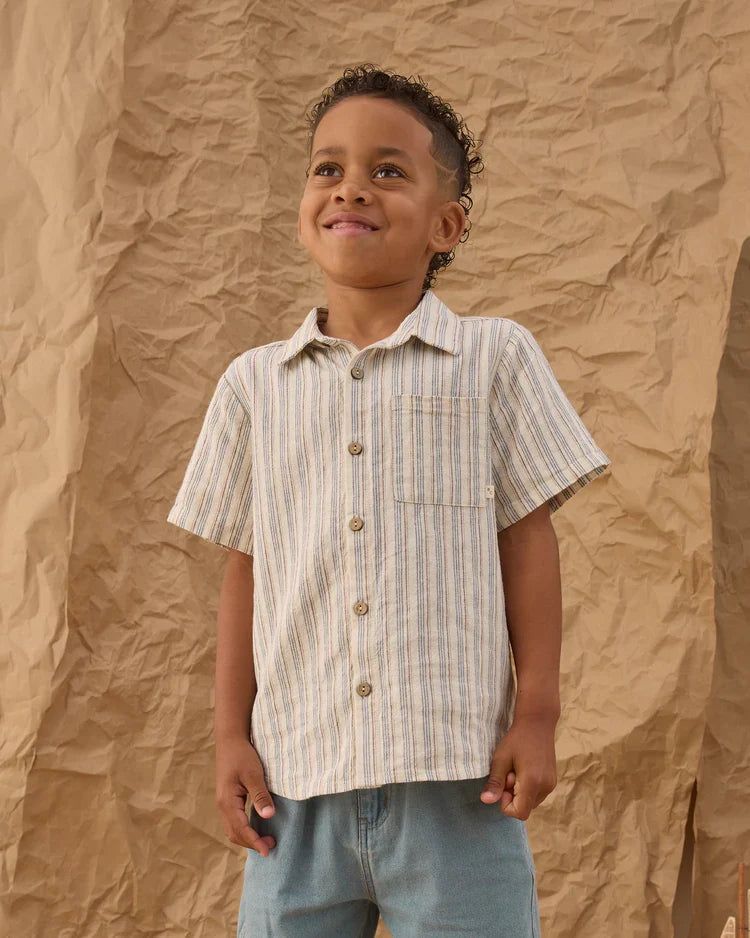 Collared Short Sleeve Shirt | Nautical  Stripe | Rylee & Cru