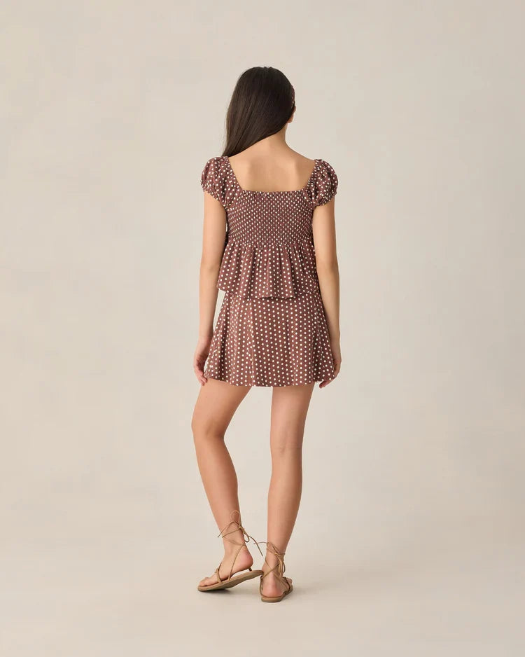 Teen Flutter Top | Chocolate Polka Dot | Rylee & Cru
