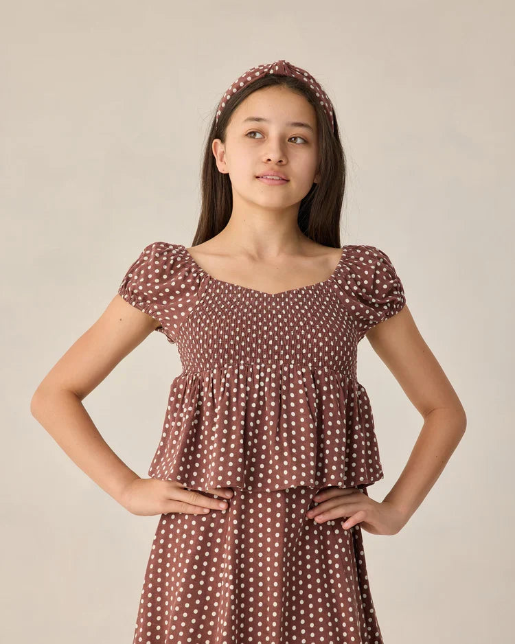 Teen Flutter Top | Chocolate Polka Dot | Rylee & Cru