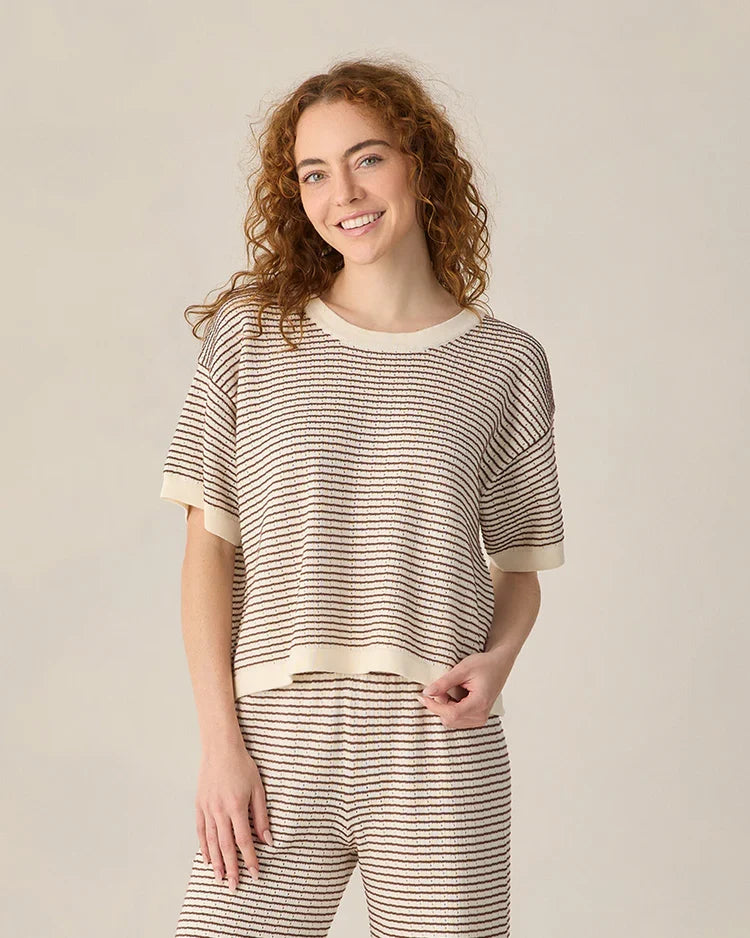 Ladies Knit Set | Chocolate Stripe | Rylee & Cru