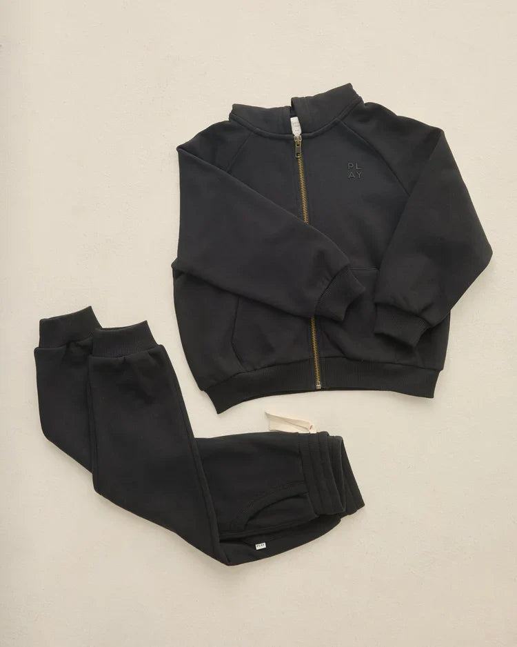 Zip Raglan Hoodie | Black | Rylee & Cru