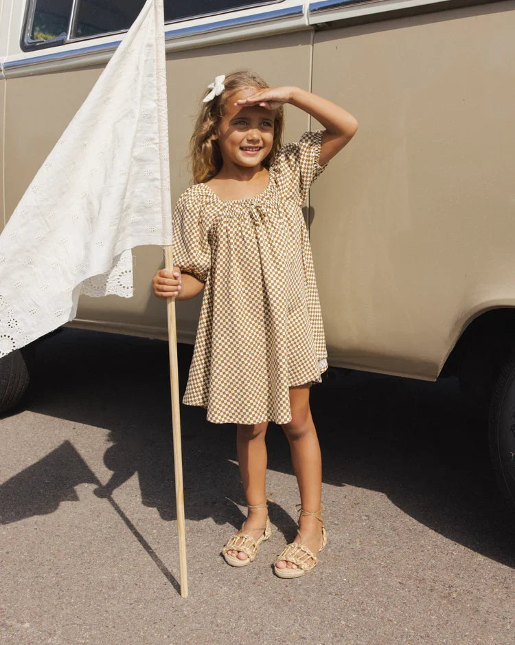 Sabrina Mini Dress | Ocre Check | Rylee & Cru