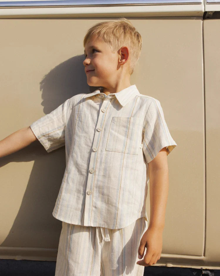 Collared Short Sleeve Shirt | Sea Stripe | Rylee & Cru