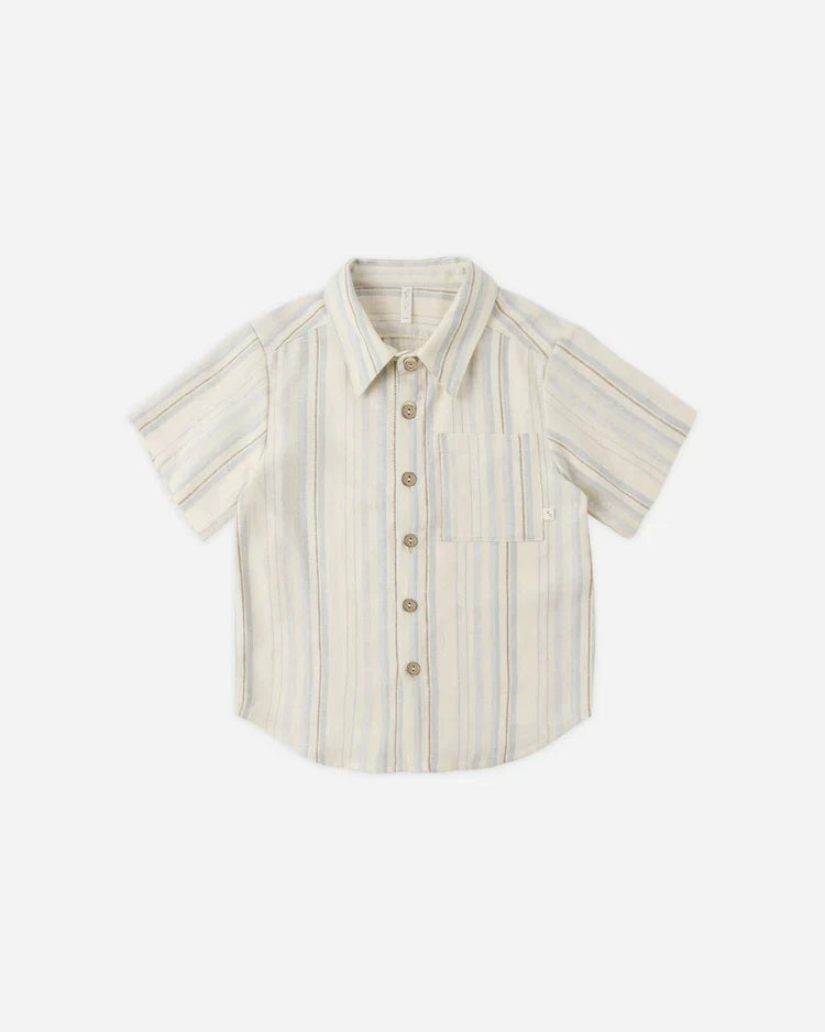 Collared Short Sleeve Shirt | Sea Stripe | Rylee & Cru