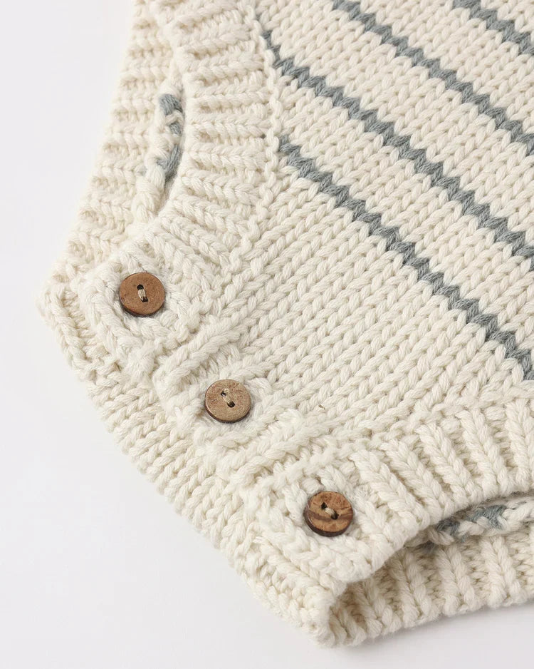 Ashton Knit Romper | Sea Green Stripe | Rylee & Cru