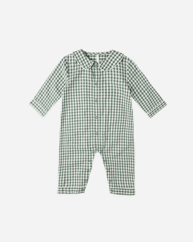 Baby Pajama Romper | Evergreen  Gingham | Rylee & Cru
