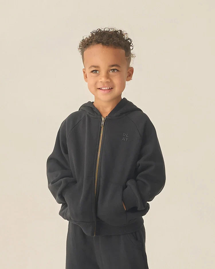 Zip Raglan Hoodie | Black | Rylee & Cru
