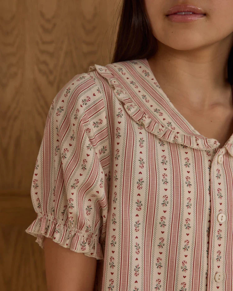 Teen Ruffle Pajamas | Candy Cane Stripe | Rylee & Cru