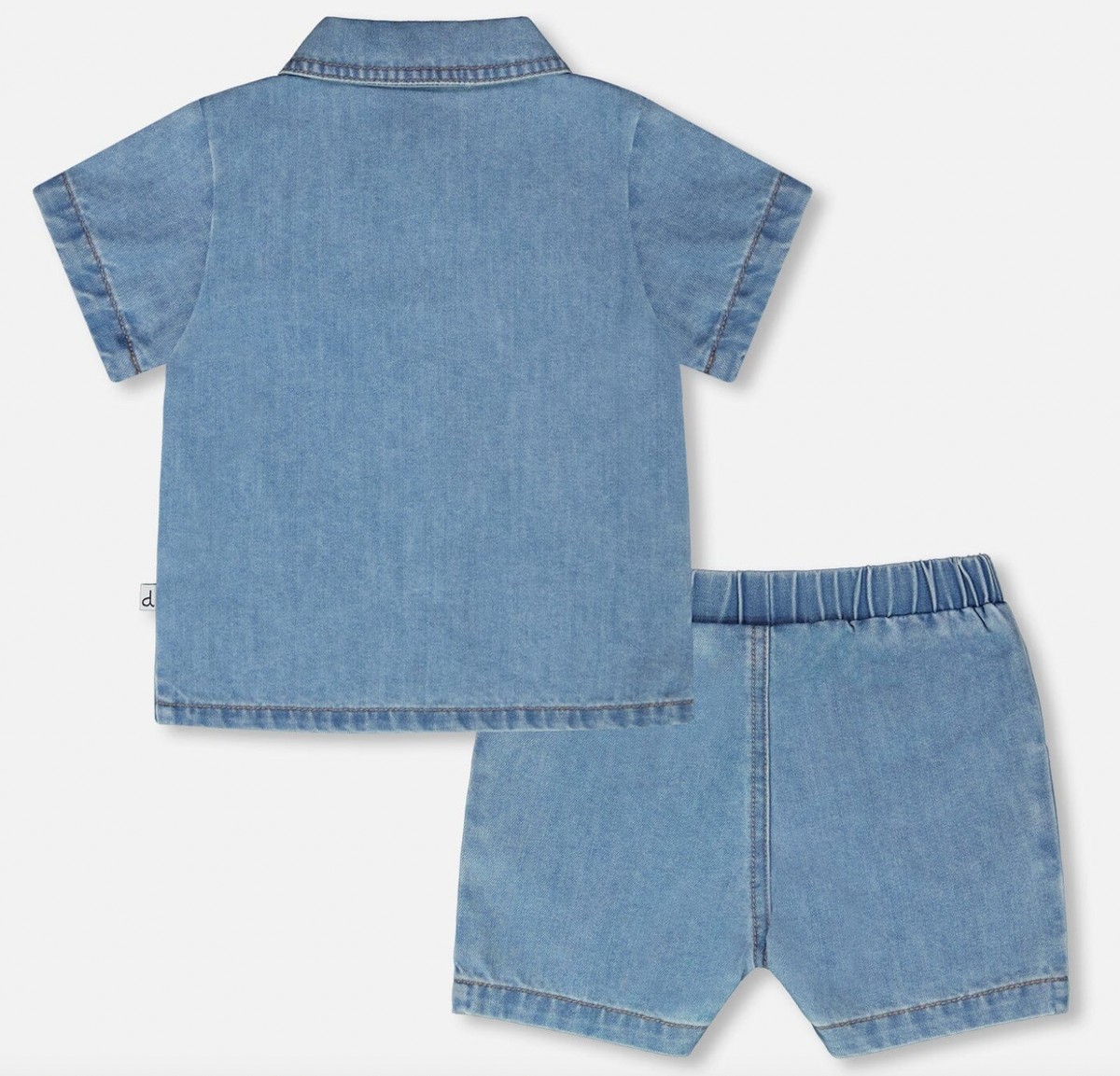 Short and Shirt Set | Light Blue Chambray | Deux Par Deux
