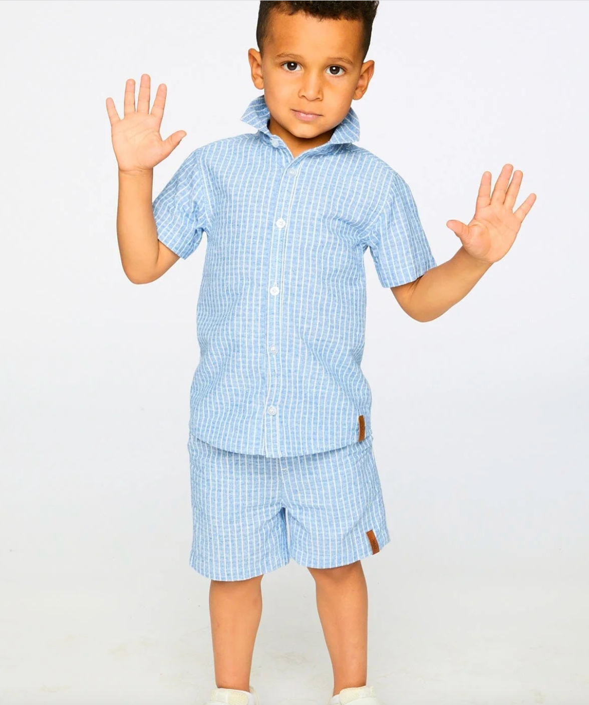 Chambray Short | Denim Stripe | Deux Par Deux