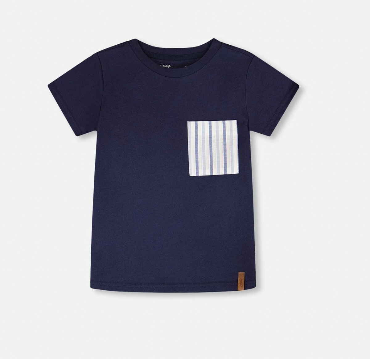 T-Shirt with Chest Pocket | Dark Blue | Deux par Deux
