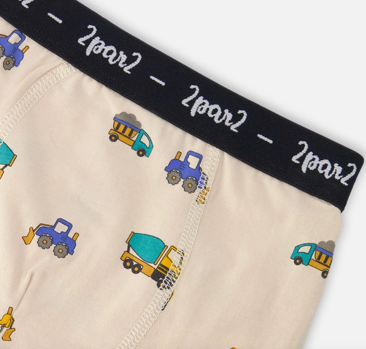 Organic Cotton Boxer | Beige Truck Print | Deux Par Deux