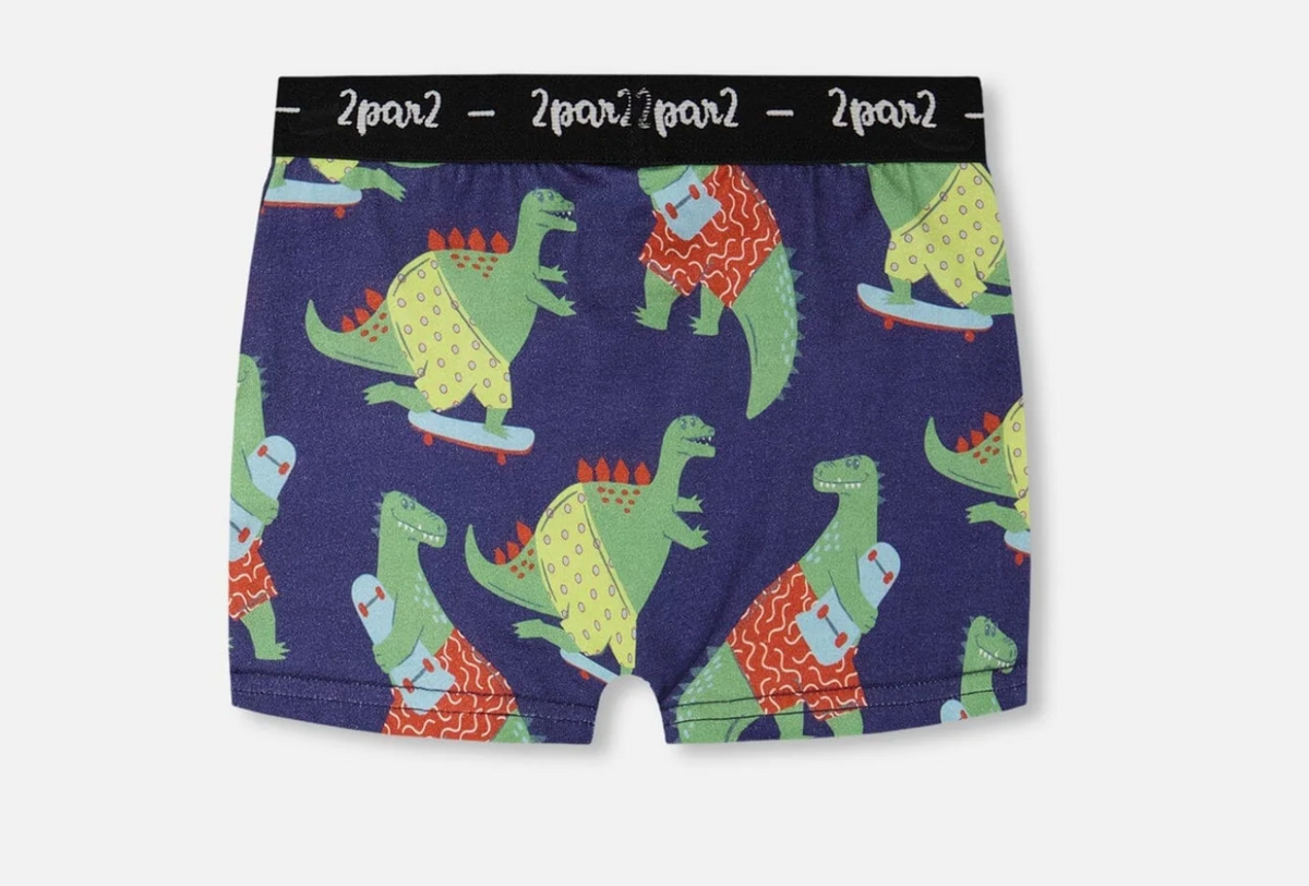 Organic Cotton Boxer | Blue Dino Print | Deux Par Deux