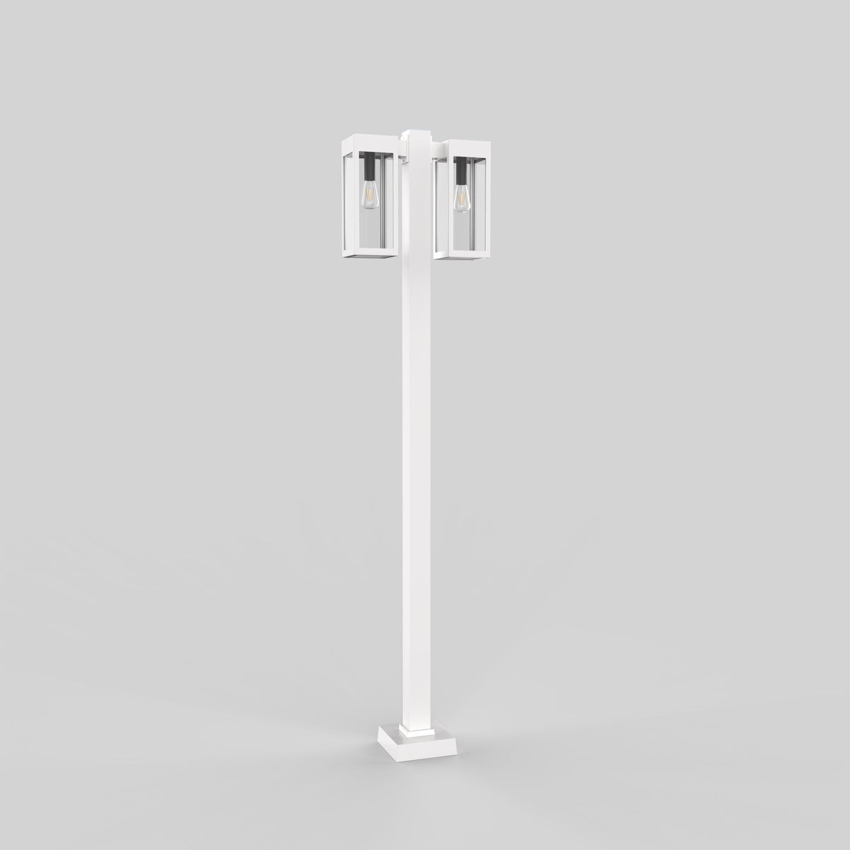 Poteau d’aluminium carré de 3’’ avec base soudée pour 2 têtes à 180°