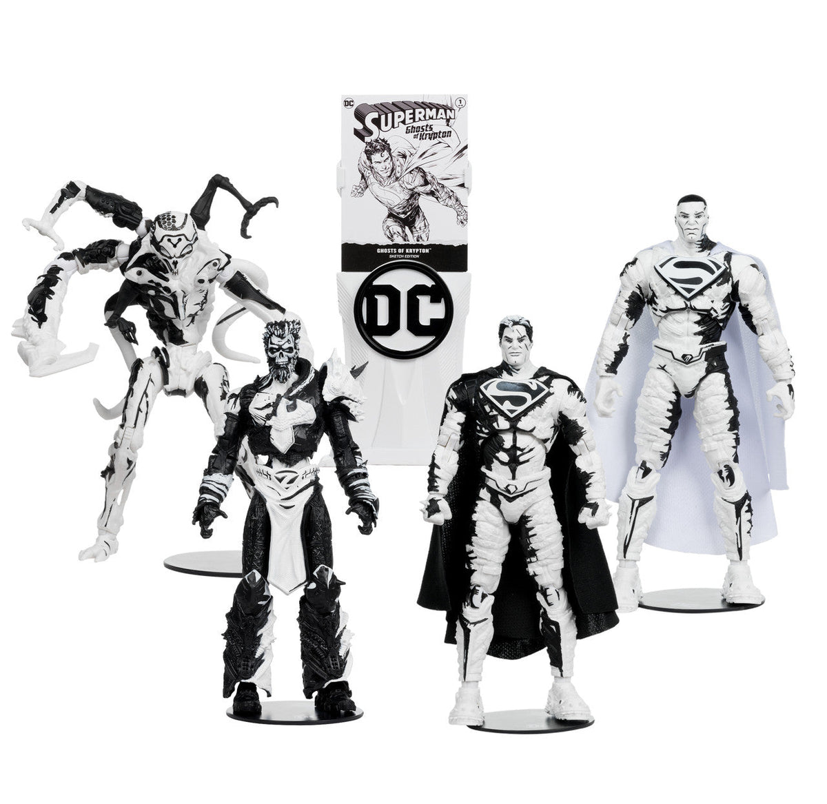 Superman Comics Sketch Edition (Page Punchers: Ghost of Krypton) 7" 4-Pack Gold Label Figure