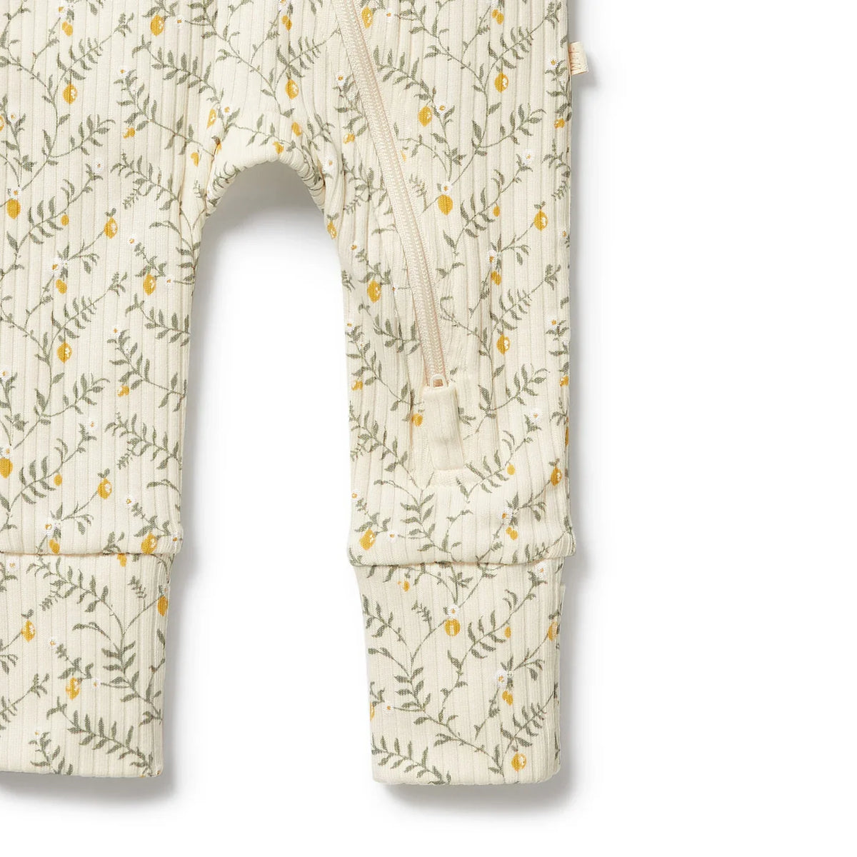 Lemon Leaf Organic Zipsuit with Feet | Wilson + Frenchy