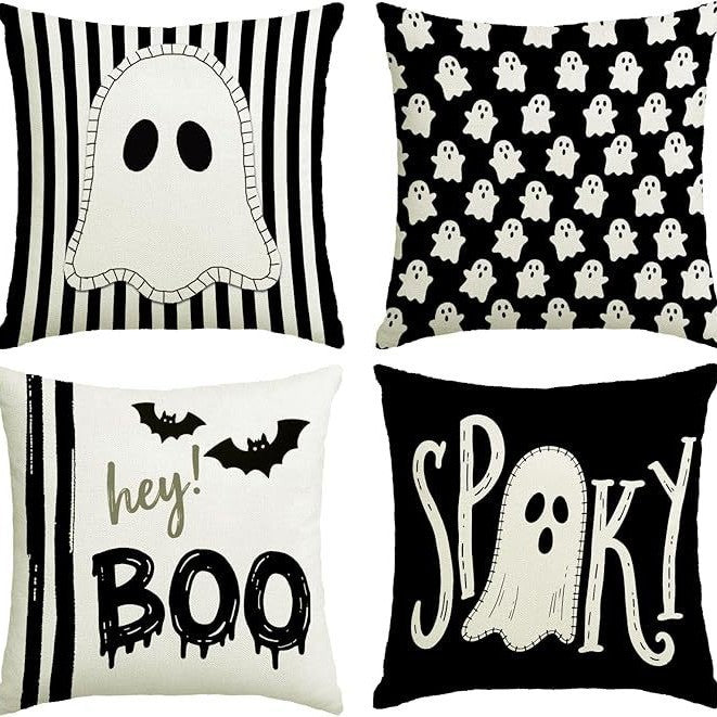 Halloween Funny Ghost Throw Pillow Cover – Decorative 45 x 45 cm Cushion Cover for Sofa, Couch & Home Décor