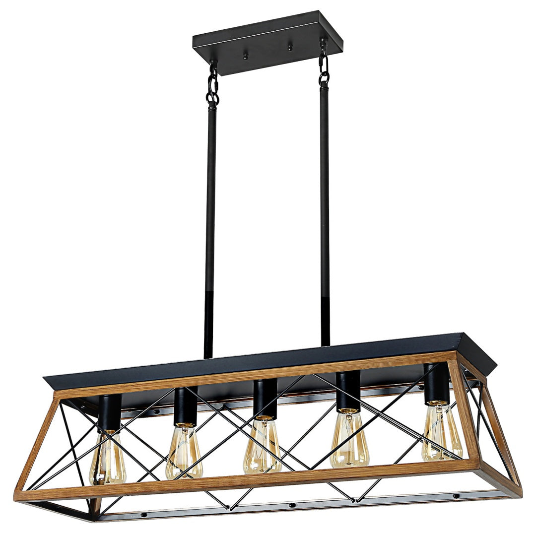 32-Inch Walnut Industrial 5-Light Pendant Chandelier (United States Delivery Only)
