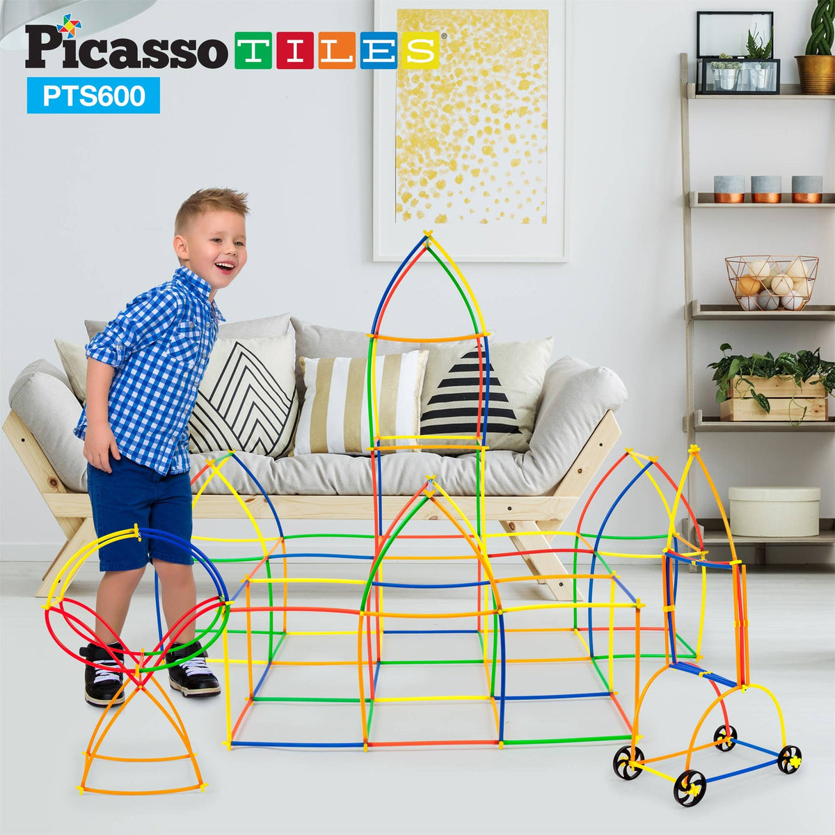 PicassoTiles - PicassoTiles 600pc Straw Building Set - Ages 3+