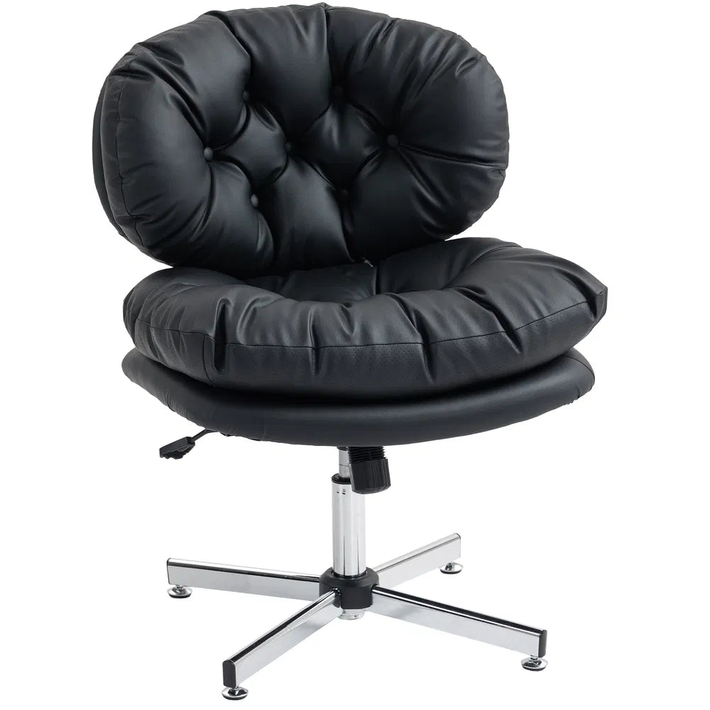 Black Armless Office Chair – Wide Padded Computer Desk Chair with Adjustable Height (United States & Canada Delivery Only)