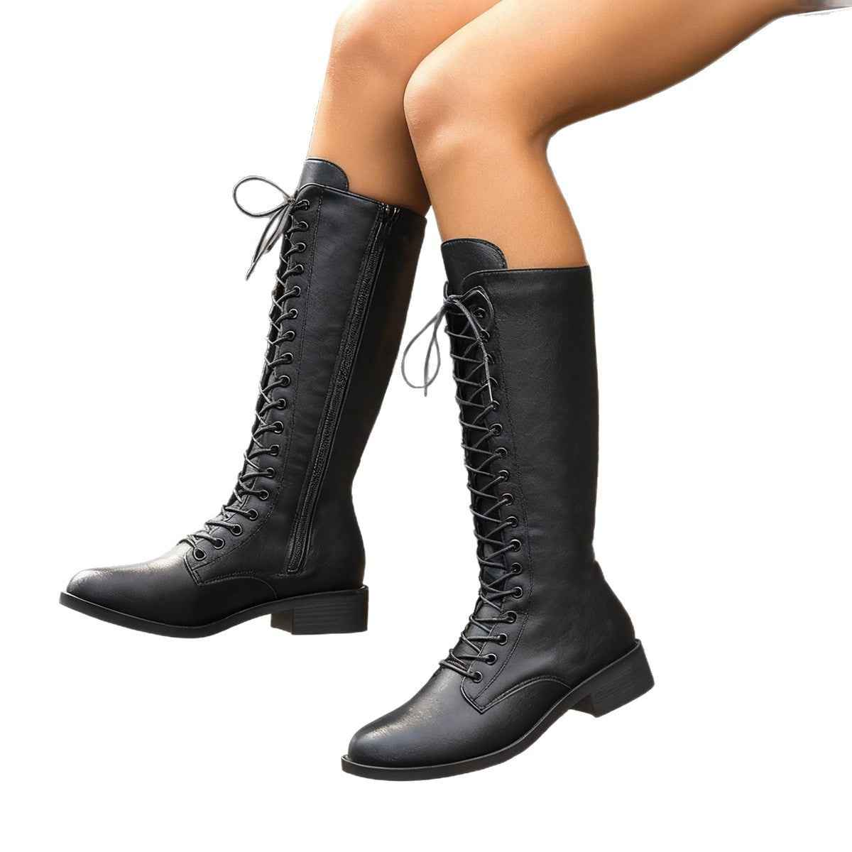 Women's British Style High-Top Boots – Side-Zip Sweet Fashion Ankle Boots