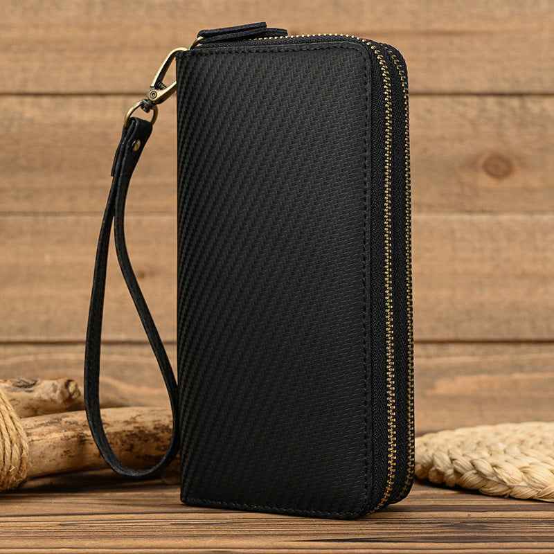 Men Genuine Leather Embossed Long Wallet Vintage Business Clutch