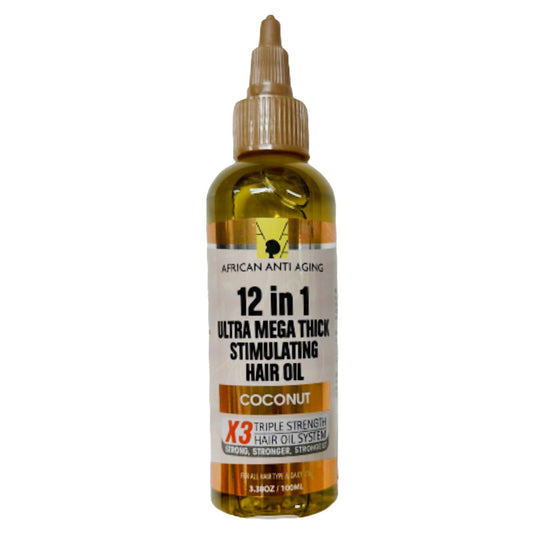 African Anti Aging 12-in-1 Ultra Mega Thick Stimulating Hair Oil - Coconut 3.38 oz