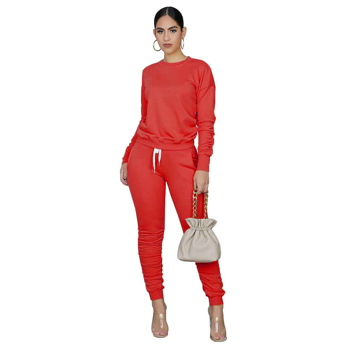 Women's Casual Lounge Set – Cozy Fleece Sweater and Matching Pants Sports Outfit