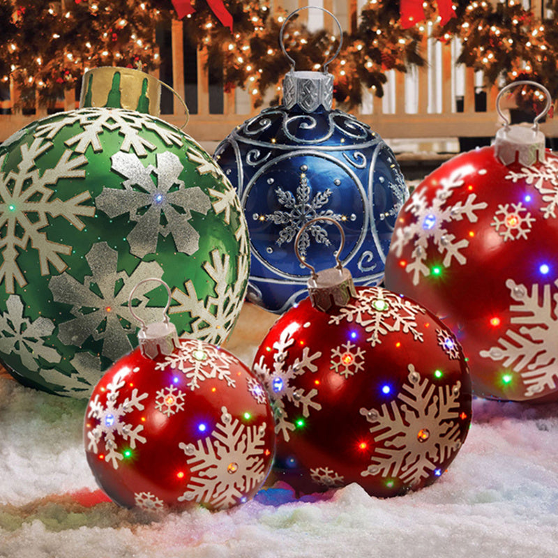 Giant Inflatable 60cm Christmas Ball Ornaments, Outdoor Waterproof PVC Ornament Ball, Holiday Decor, Pack Options